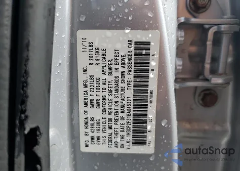 2011 Honda Accord Lx from USA, damaged, VIN 1HGCP2F31BA045307